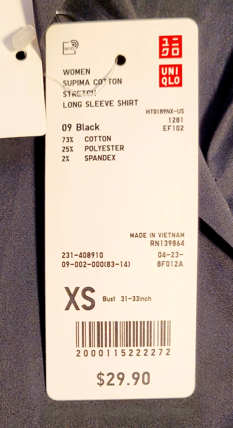 Uniqlo Women's Long Sleeve Button Down - XS Black - photo 3