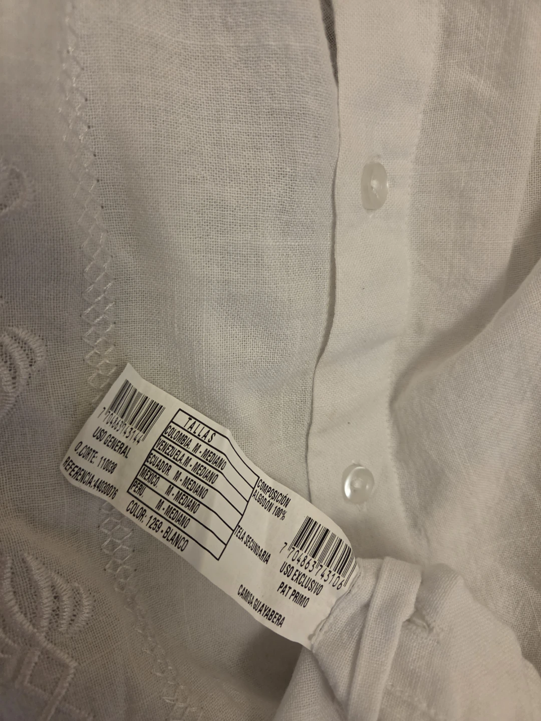 Pat Primo White Embroidered Button-Up Shirt - Size Medium - photo 3