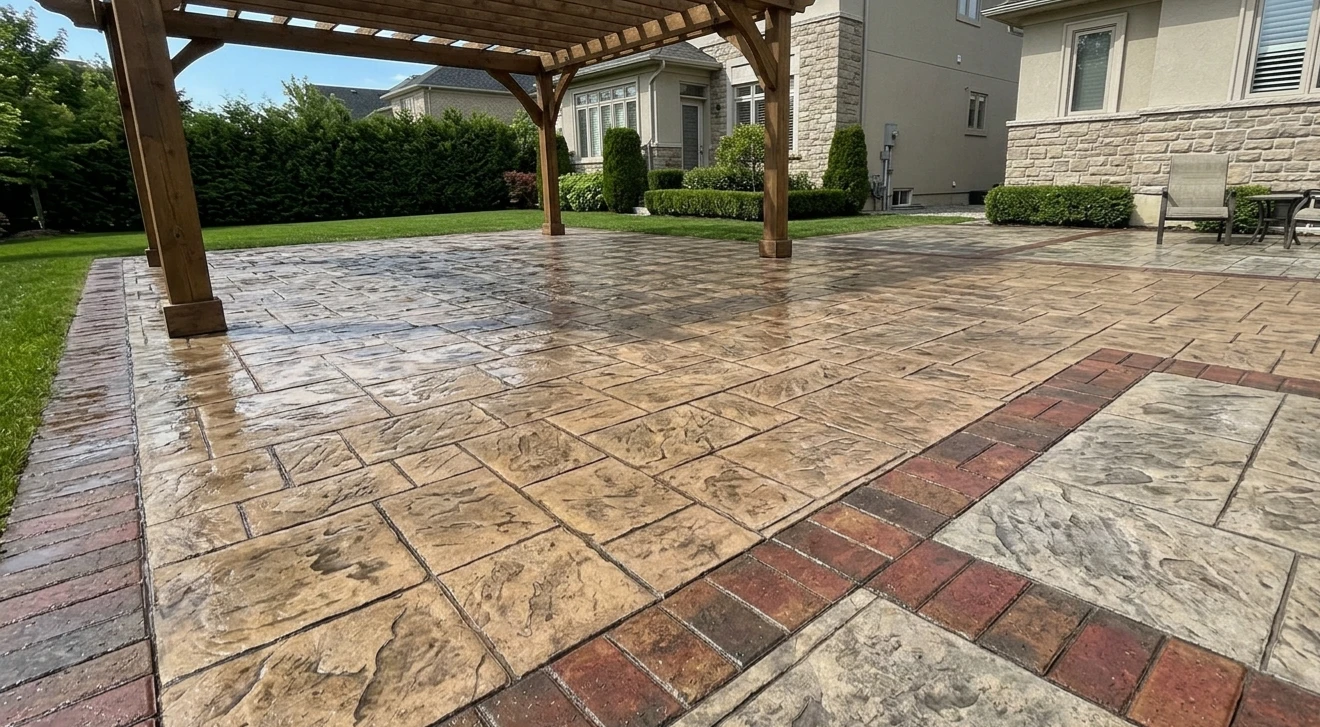Stamped Concrete Patio and Driveway