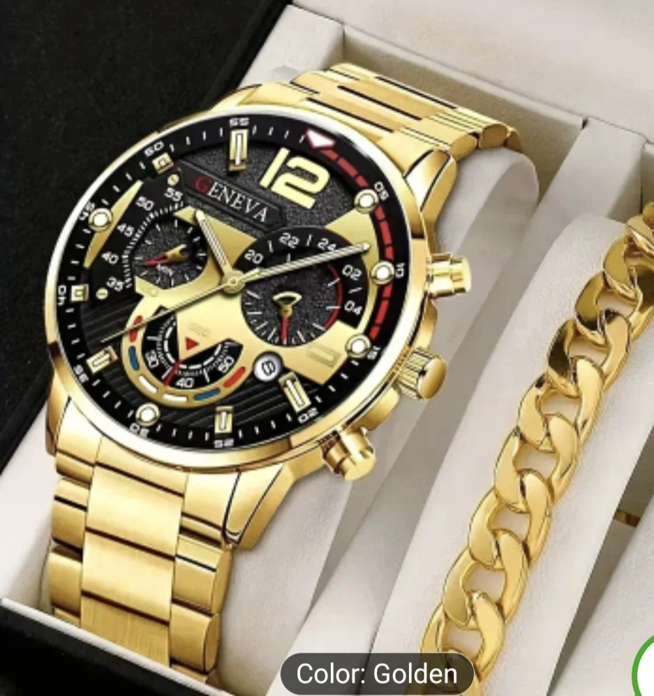 Geneva Gold Analog Watch with Bracelet