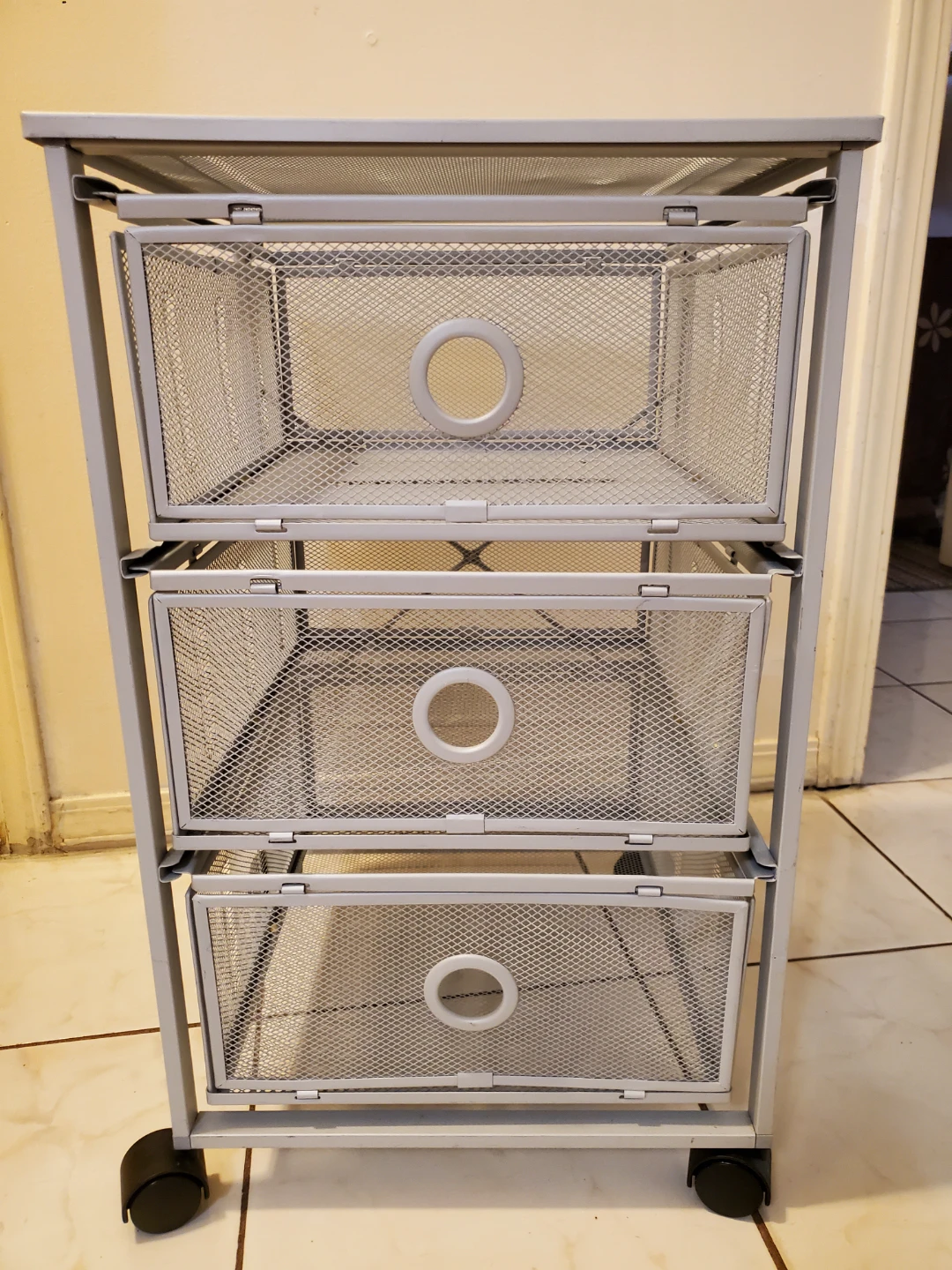3-Drawer Mesh Rolling Cart