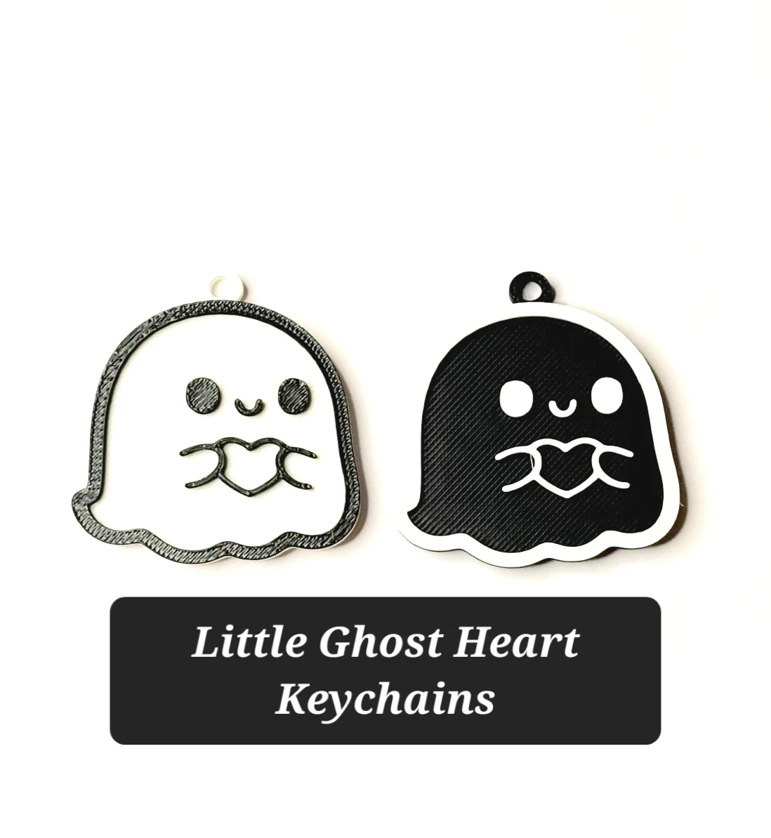 2pc Little Ghost Heart Keychains
