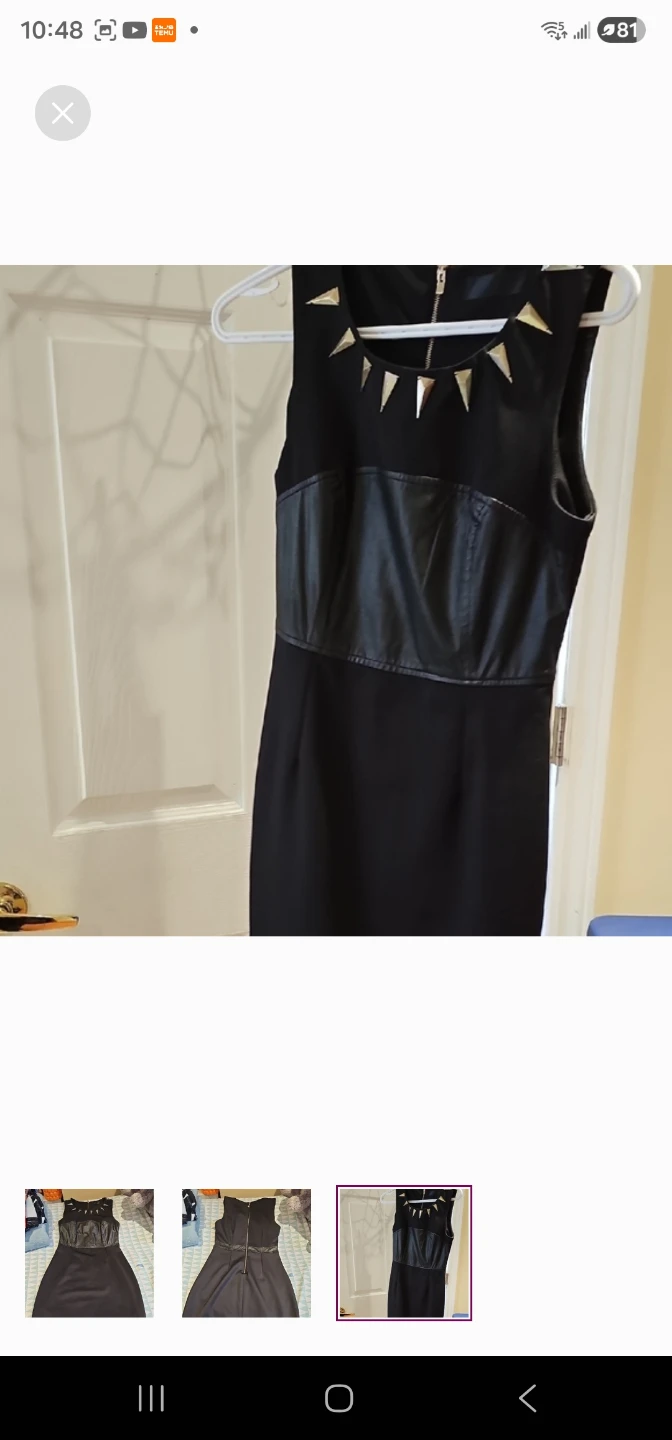 Sleeveless Black Dress with Faux Leather Accents