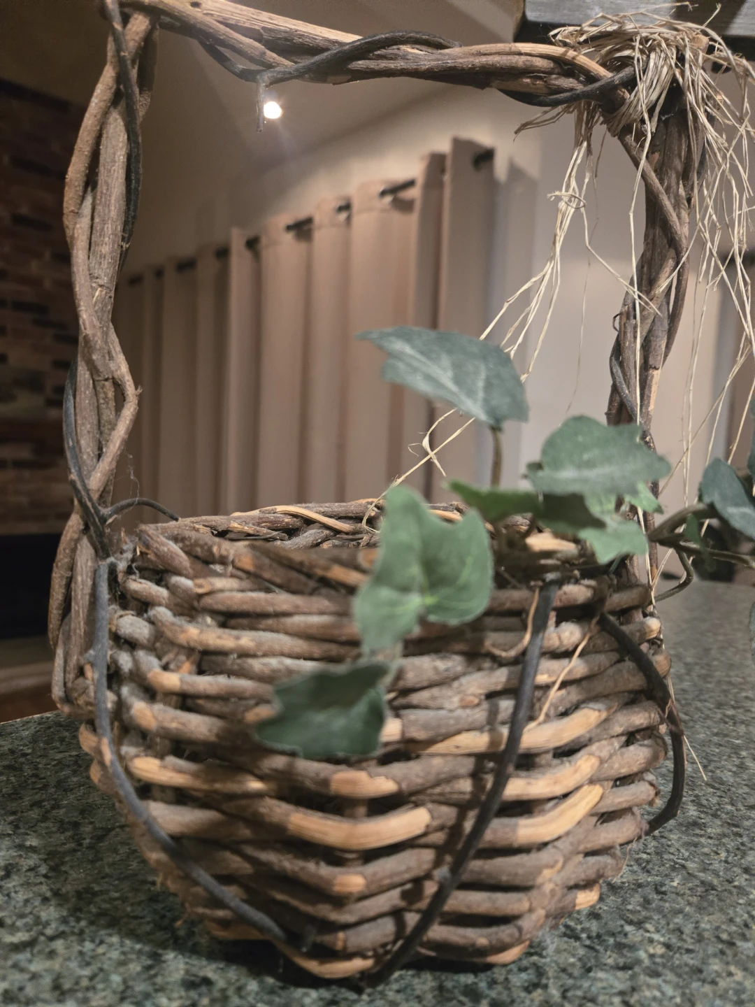 Decorative Woven Basket with Faux Greenery - photo 2