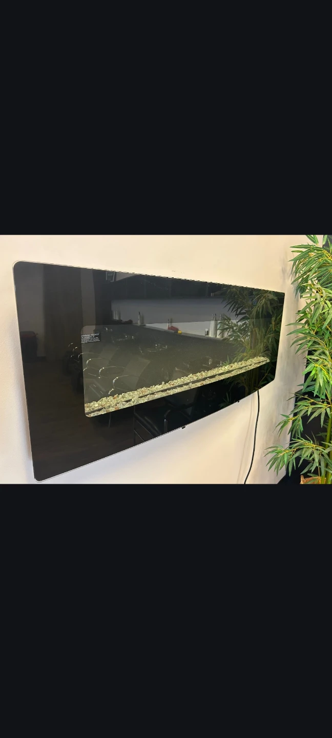 Black Wall Mounted fireplace with remote