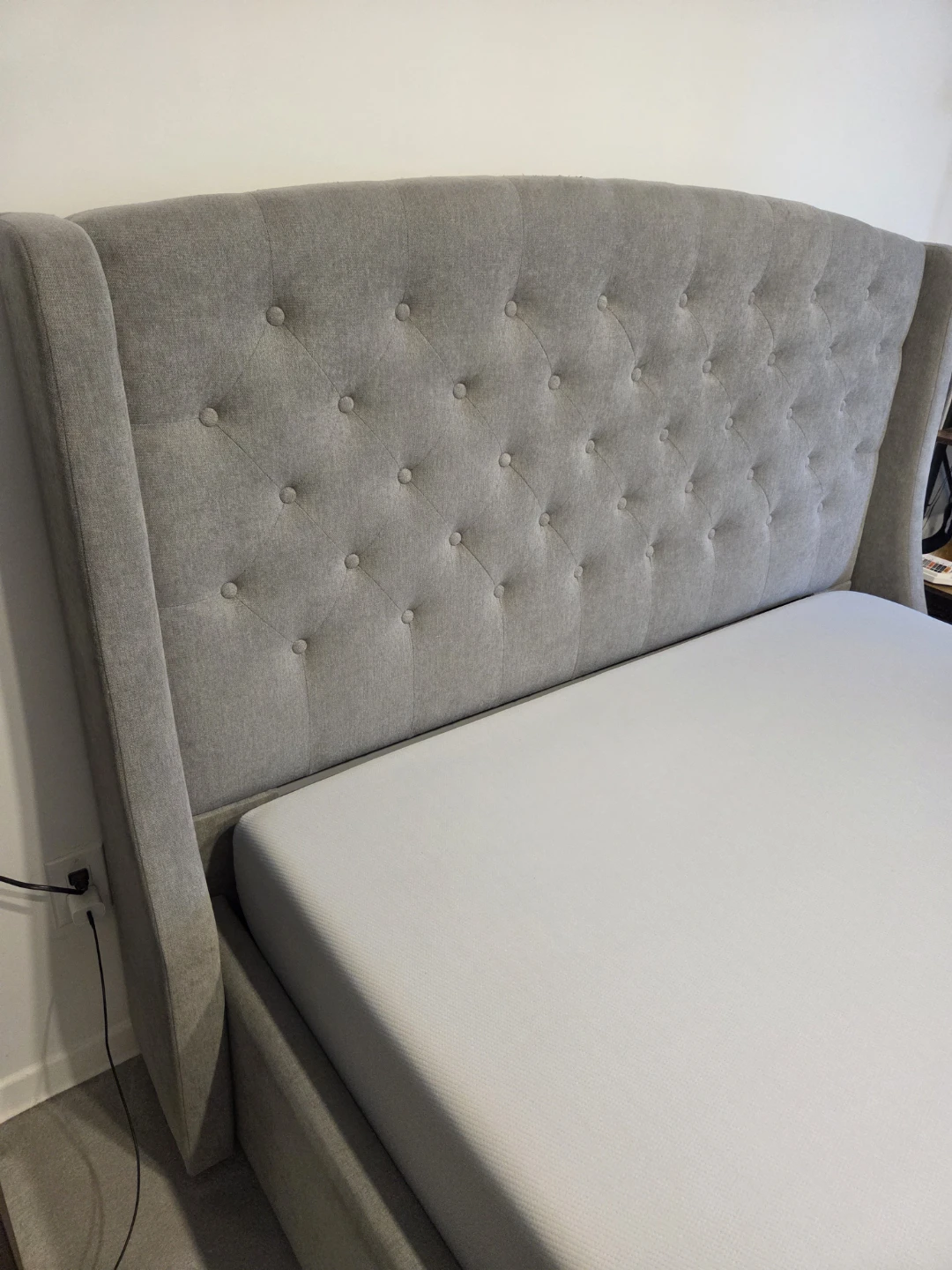 Tufted Wingback Bed Frame with Storage