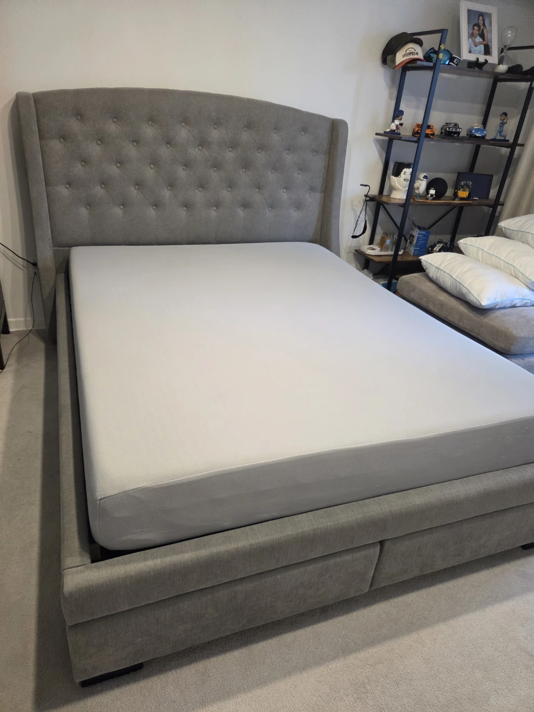 Tufted Wingback Bed Frame with Storage - photo 3
