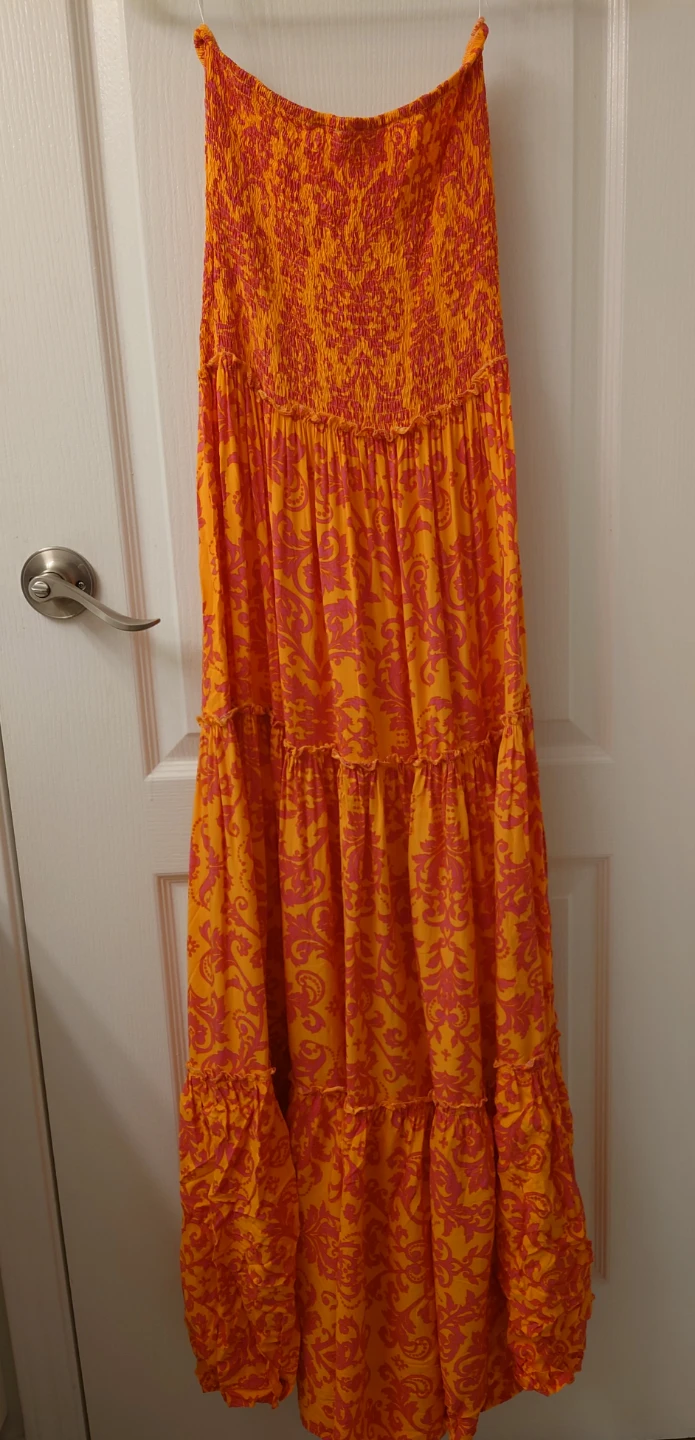 Orange and Pink Floral Maxi Dress