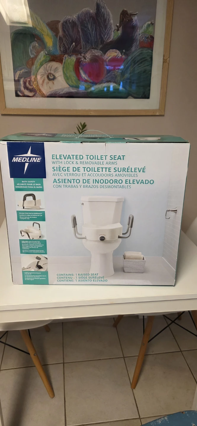 Medline Elevated Toilet Seat with Lock & Removable Arms