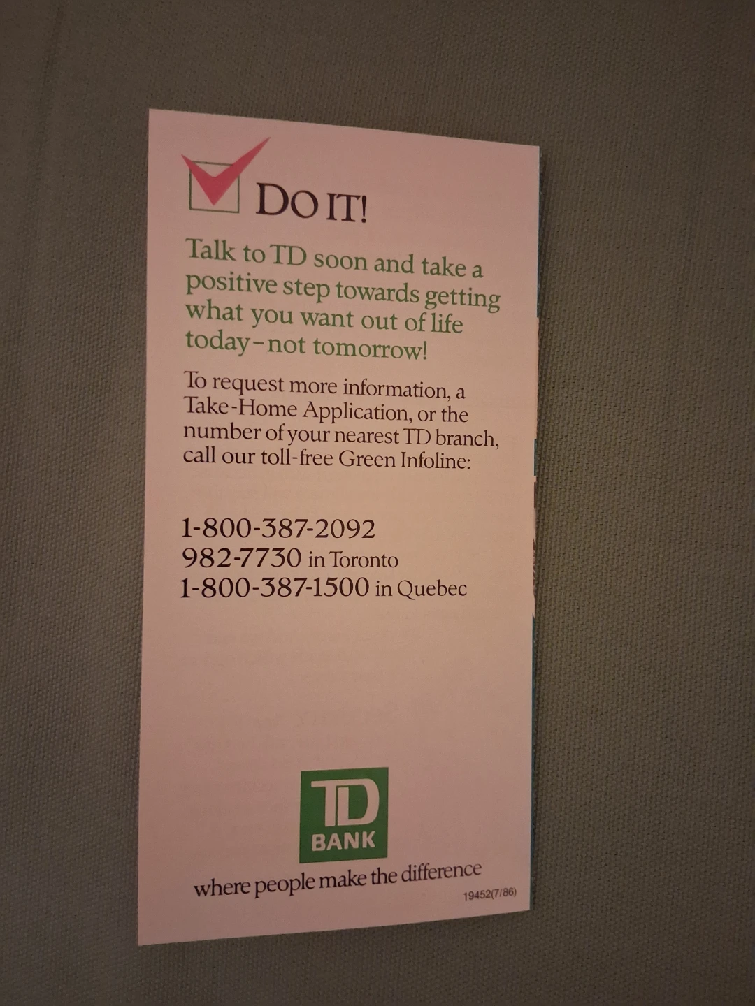 Vintage 1986 TD Personal Loan brochure - photo 3