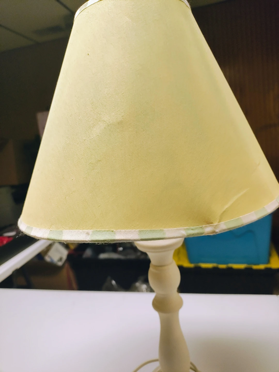Cream Table Lamp with Yellow/Green Shade - photo 3