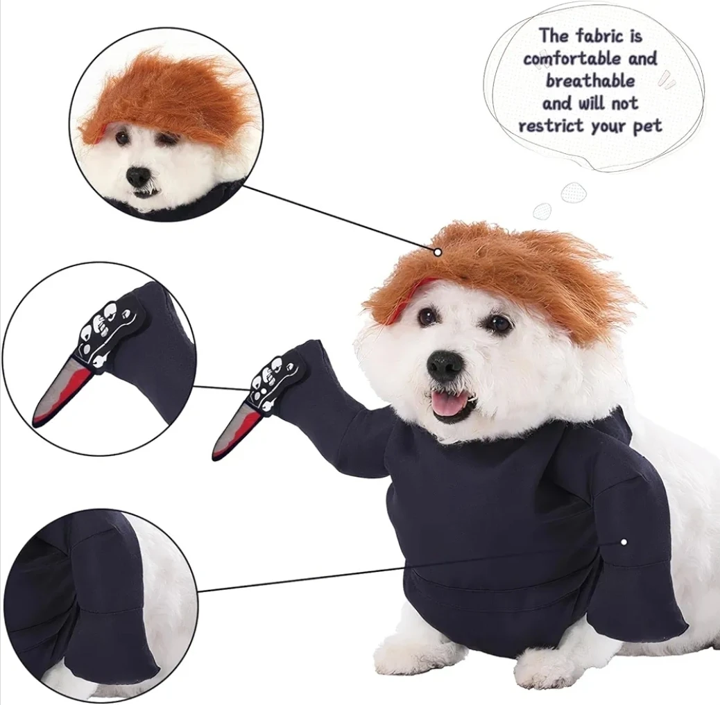 Funny Dog Costume w/ Knife, Blue Jumpsuit - photo 4