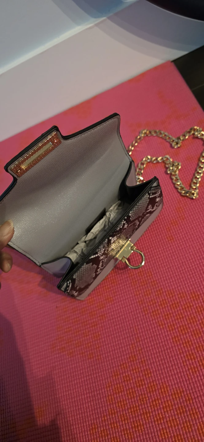 Grey Faux Leather Crossbody Bag with Gold Chain - photo 2