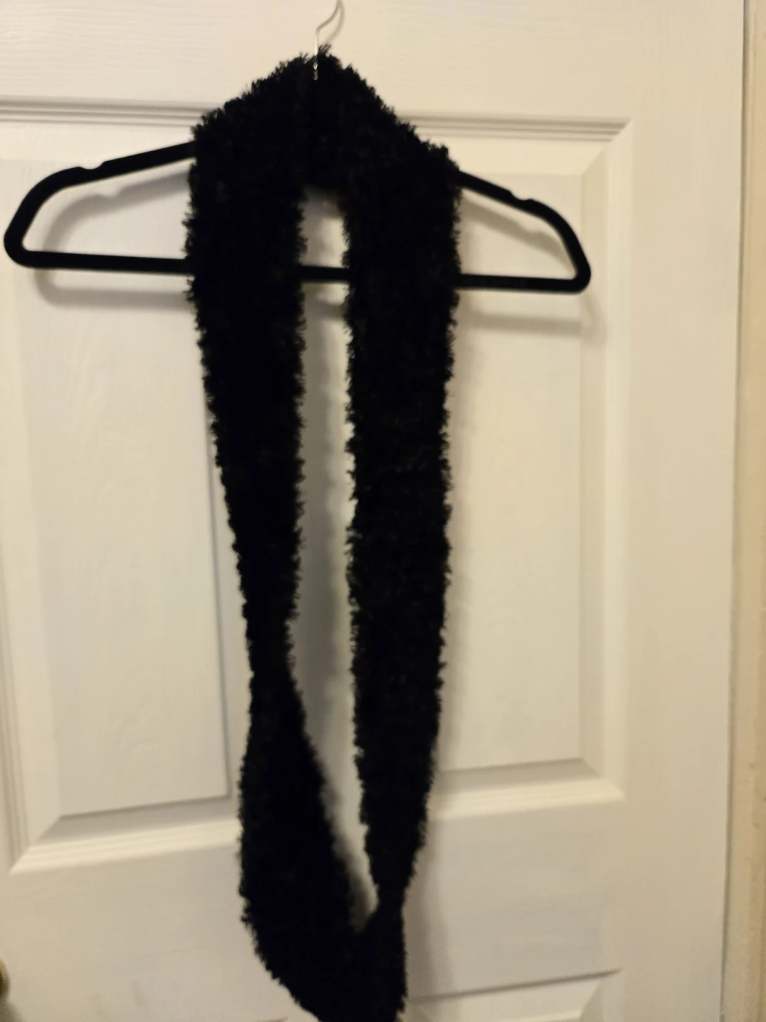 Black fuzzy infinity scarf