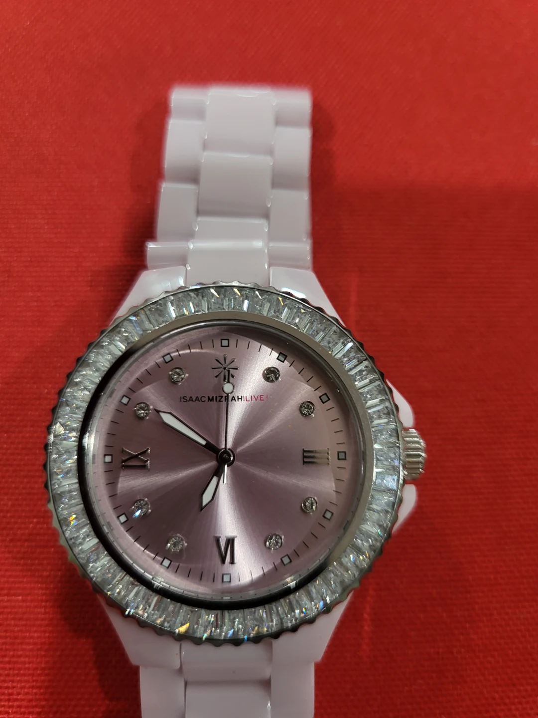 Isaac Mizrahi Live! Pink Ceramic Watch with Crystal Bezel - photo 2