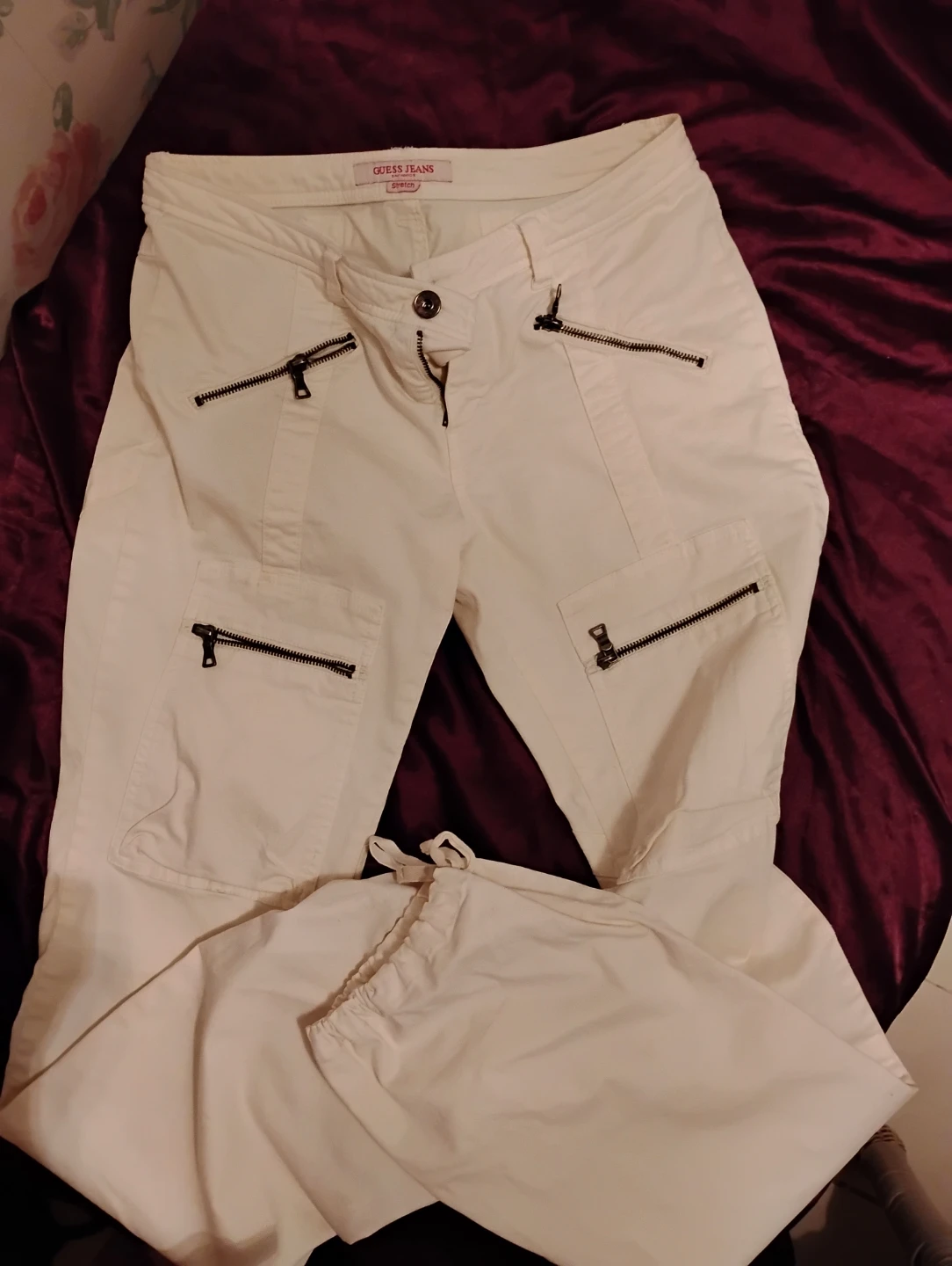 Guess Jeans Womens White Cargo Pants