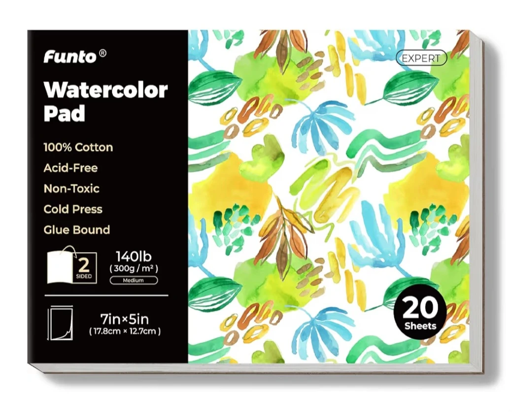 (2 Pack) Funto Watercolor Paper Pads, 100% Cotton, 20 Sheets, - photo 2