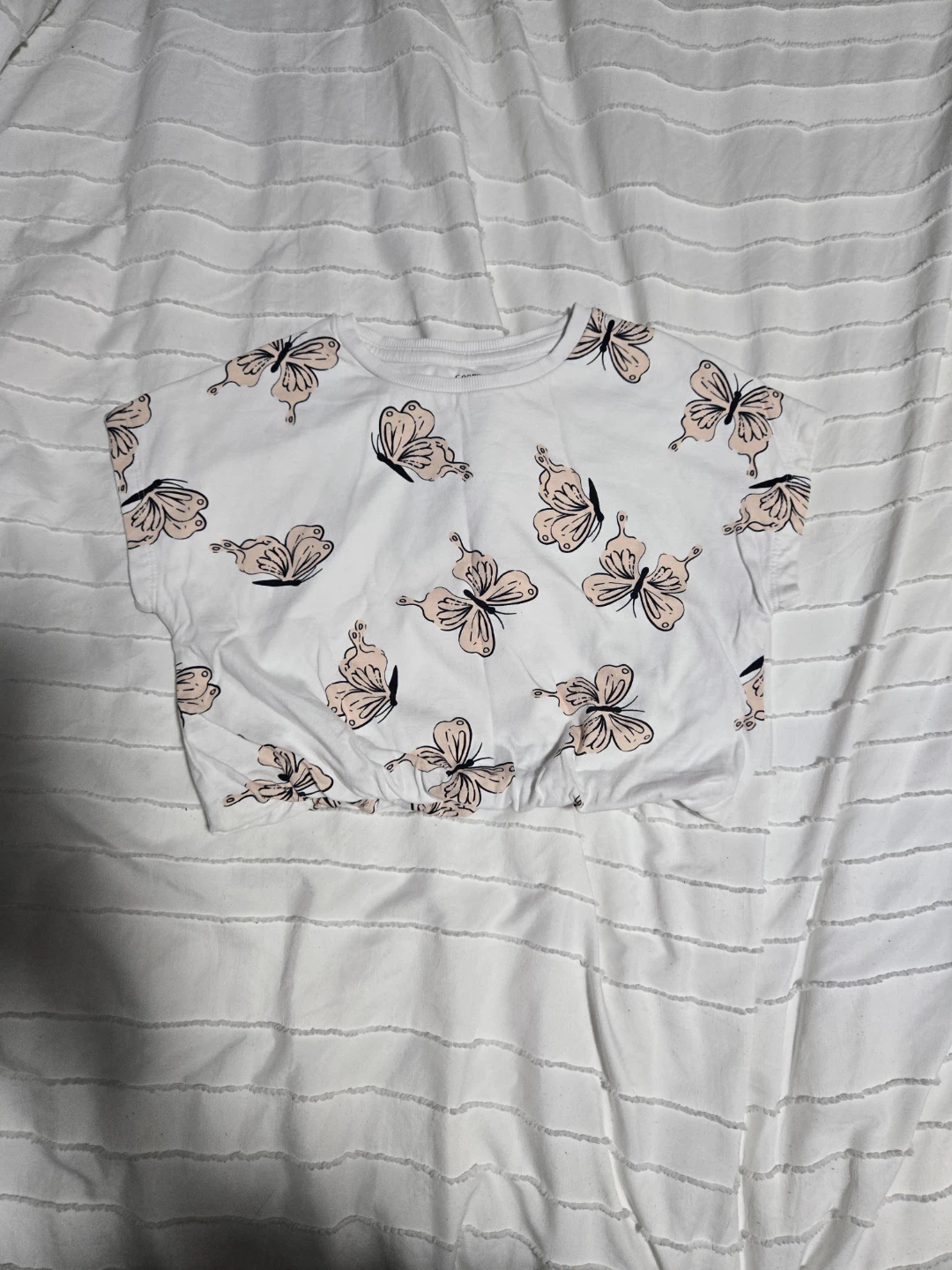 George! White Butterfly Print T-Shirt - M/M (7-8)