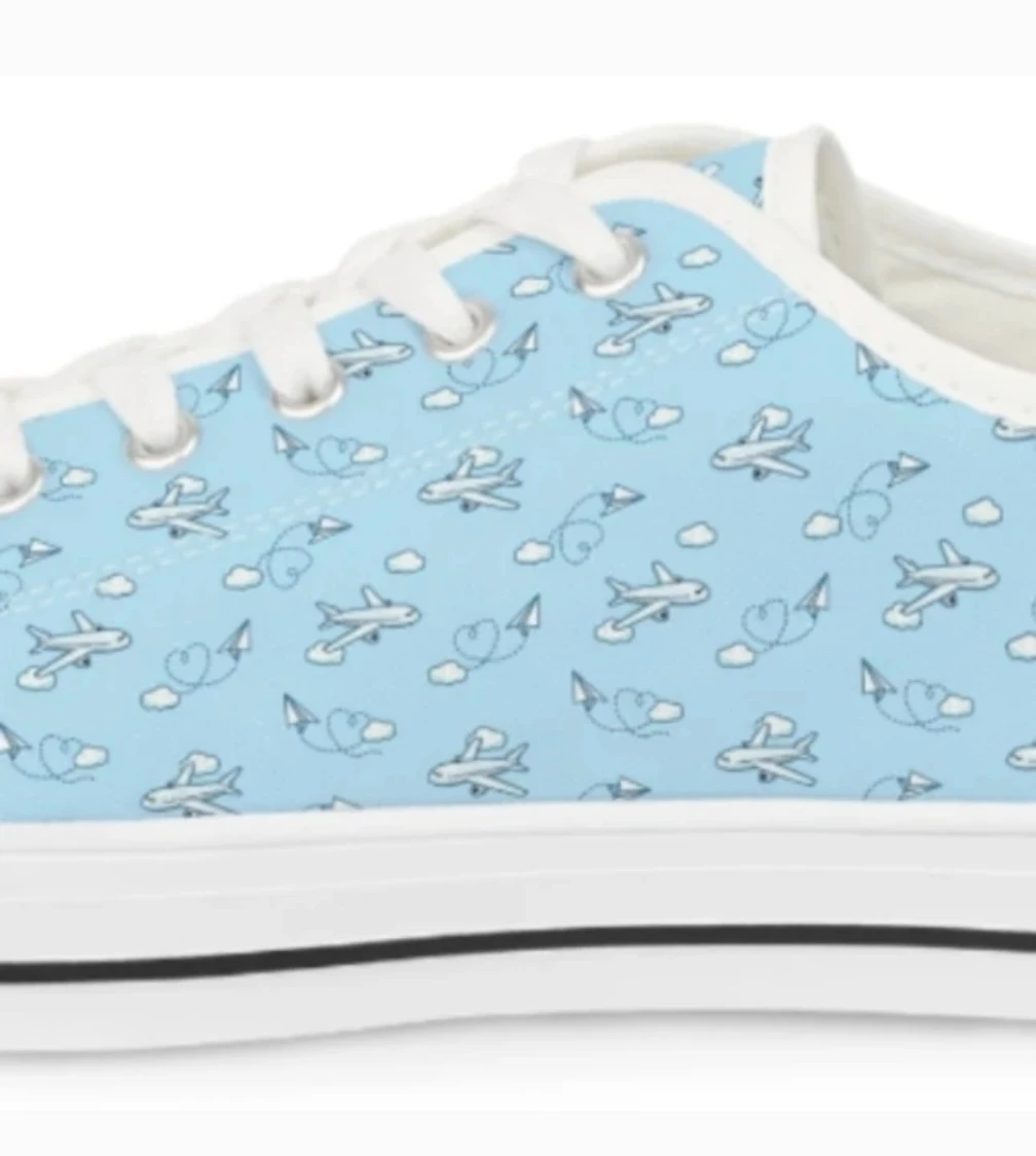 Light Blue Low-Top Sneakers with Airplane Print - photo 4