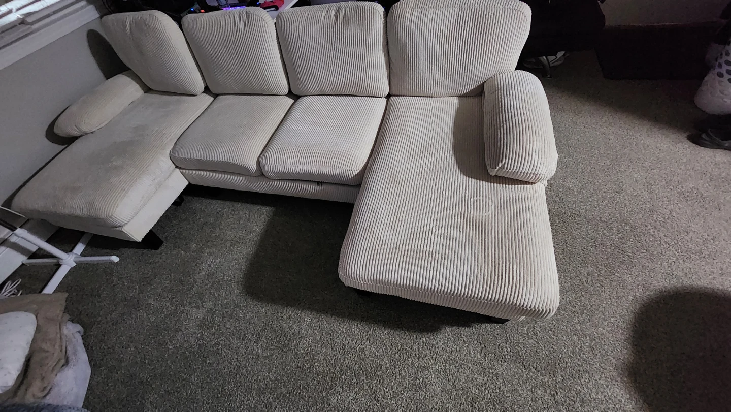 Cream Corduroy Sectional Sofa
