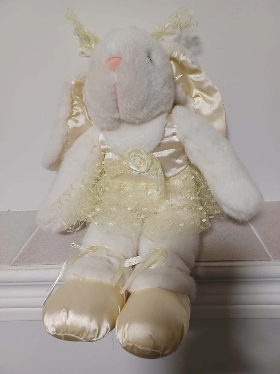 Plush White Bunny Rabbit Toy with Ballerina Outfit