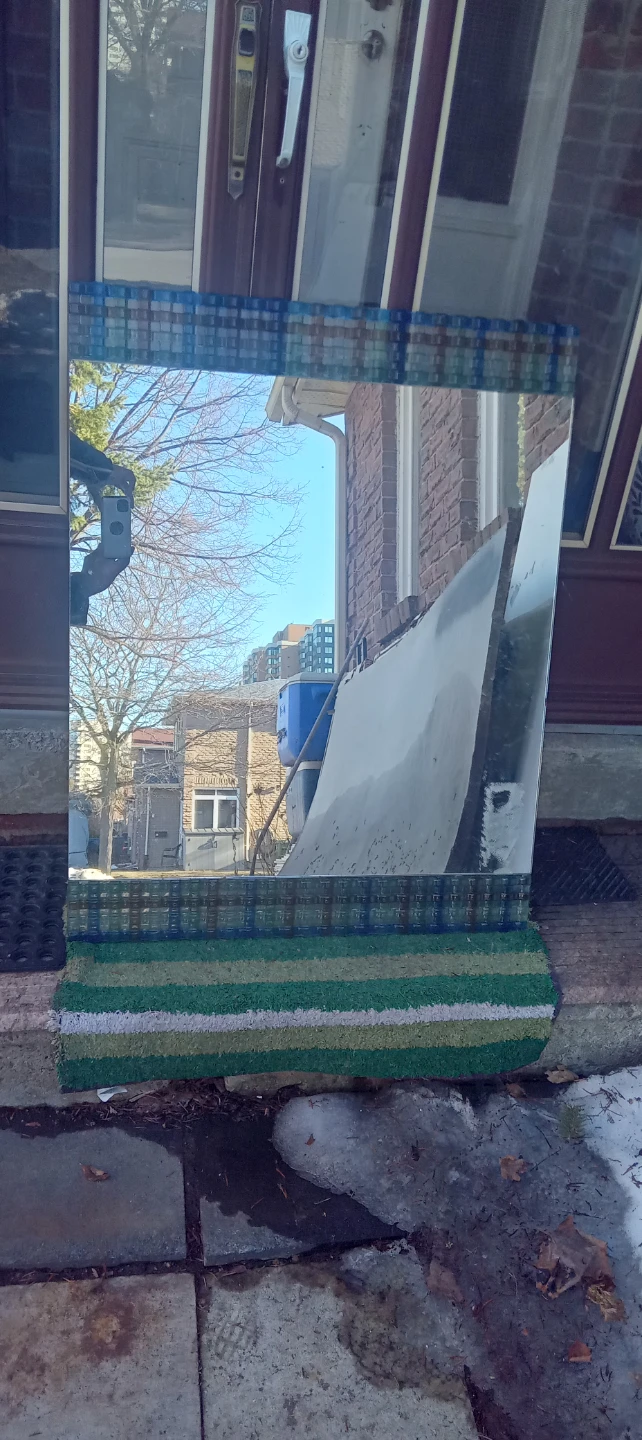 Decorative Mirror with Striped Fabric Border - photo 3