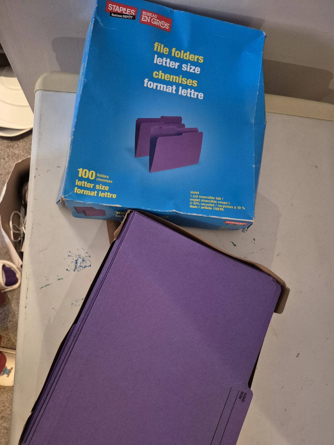 Staples Letter Size File Folders - Violet - 100 Count