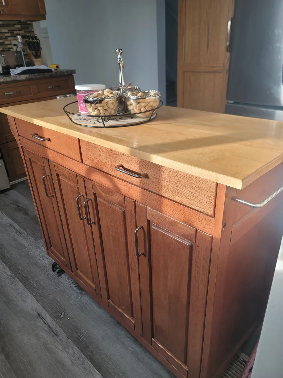 Wooden Kitchen Island Cart with Spice Rack - photo 4