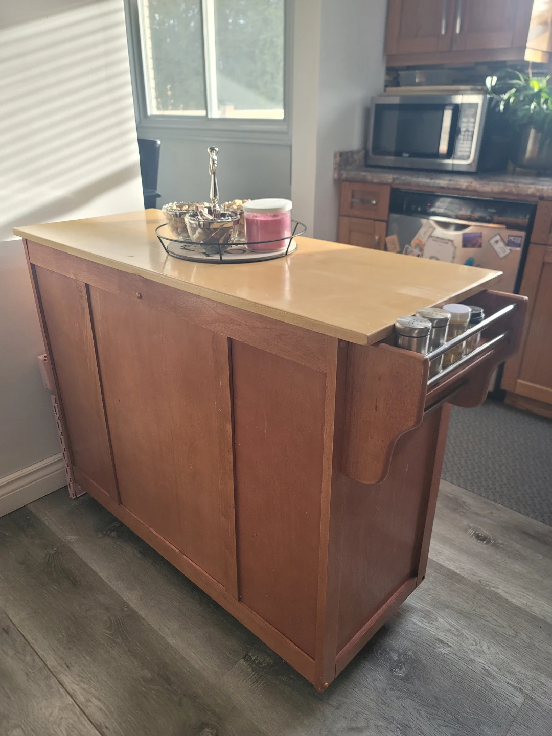 Wooden Kitchen Island Cart with Spice Rack - photo 5