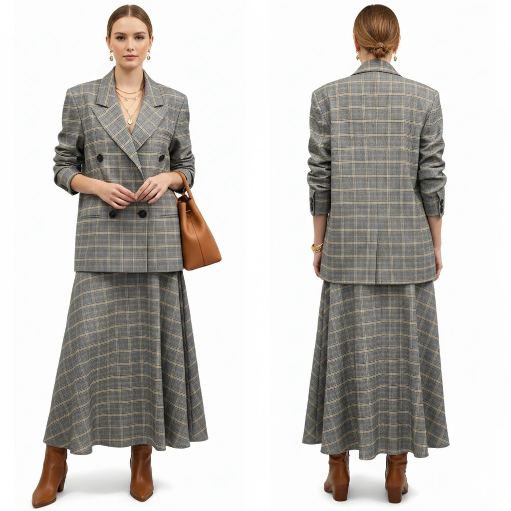 Free People Ashby Oversized Double Breasted Plaid Blazer Size M - photo 3