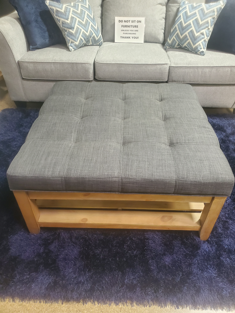 Tufted Square Ottoman Coffee Table with Storage Shelf