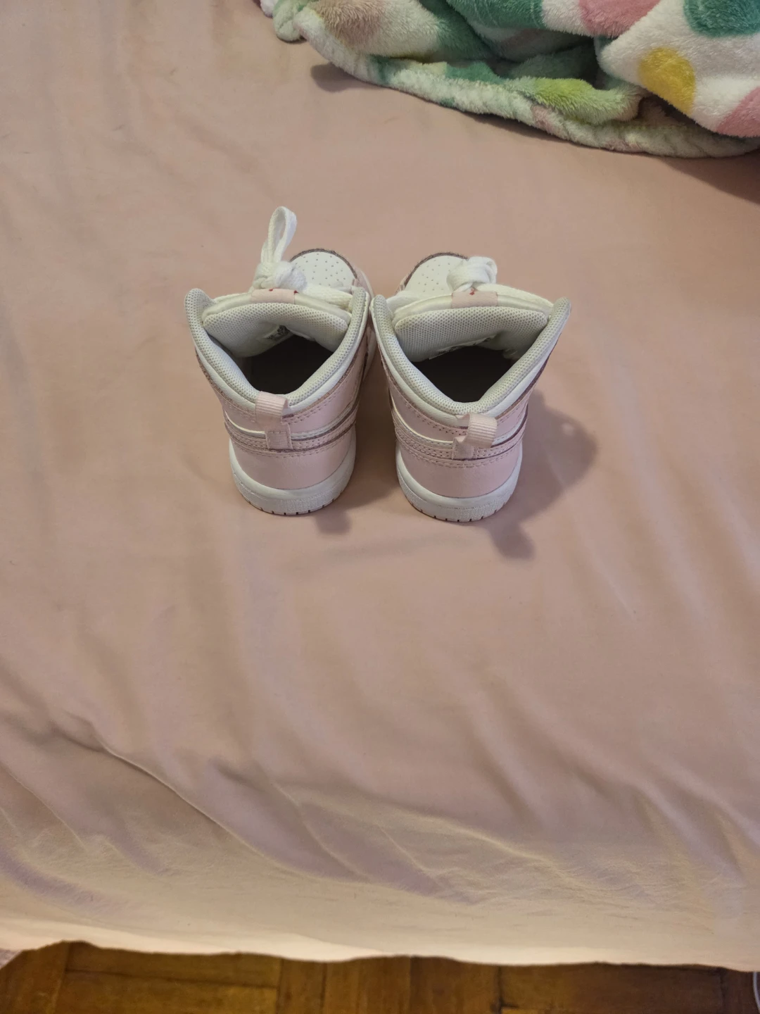 Kids Jordan 1 Mid Pink White Toddler Shoes - photo 2