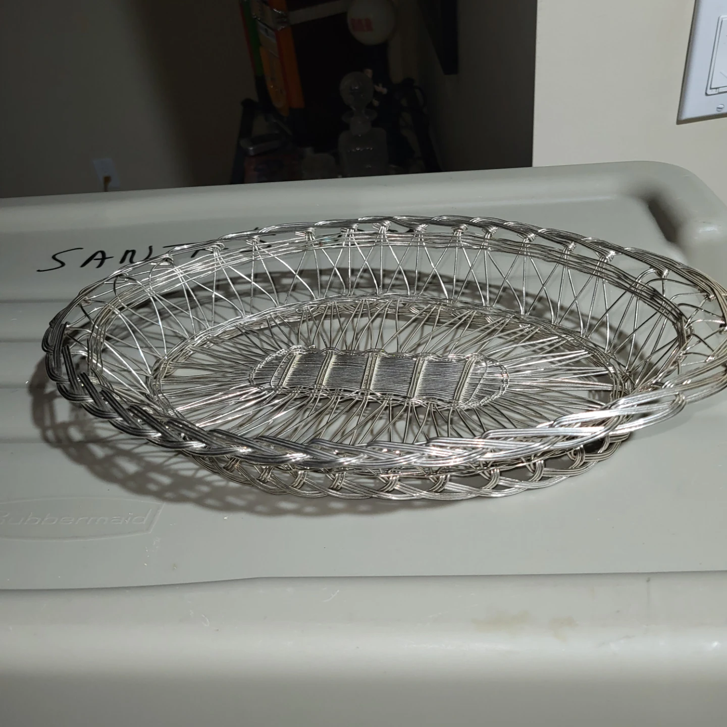 Silver Wire Oval Basket