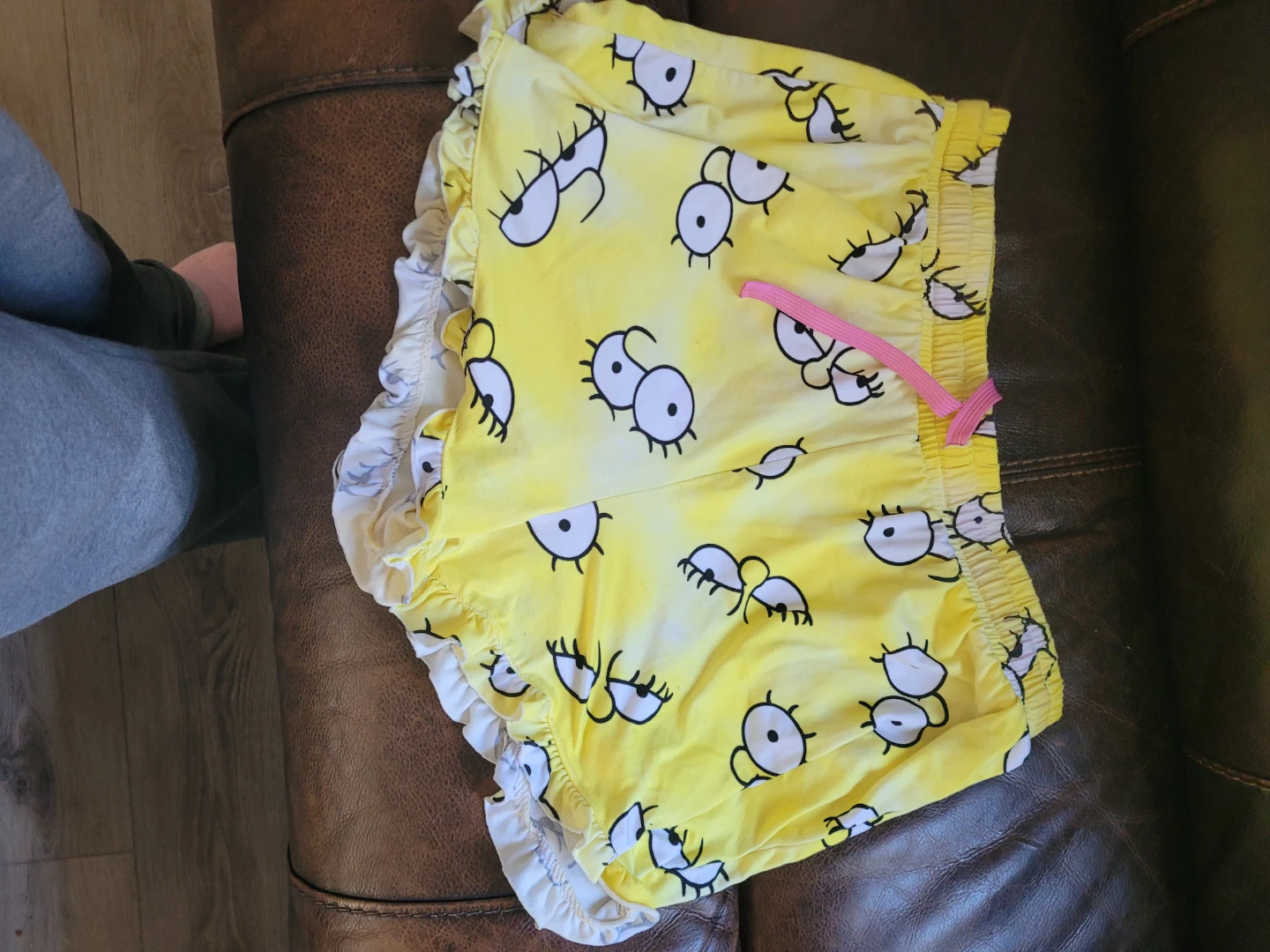 Yellow Cartoon Eye Pajama Shorts