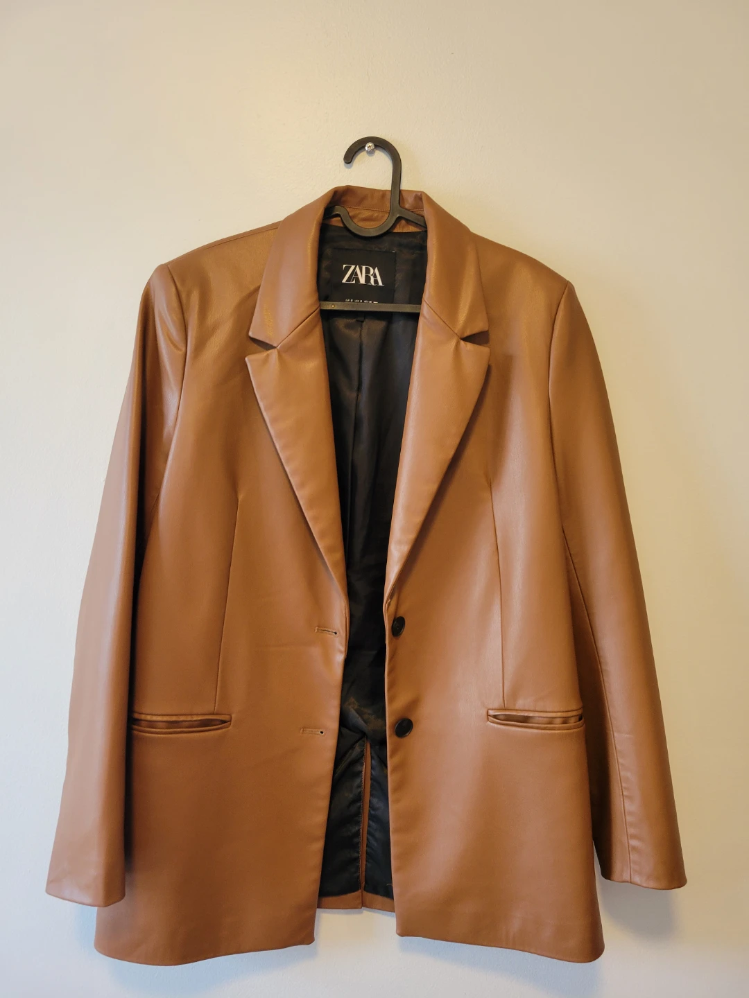 ZARA Faux Leather Blazer - Tan - Size S