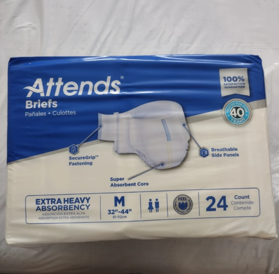 Attends Briefs Adult Diapers - Medium (32"-44") - 24 Count 🥕