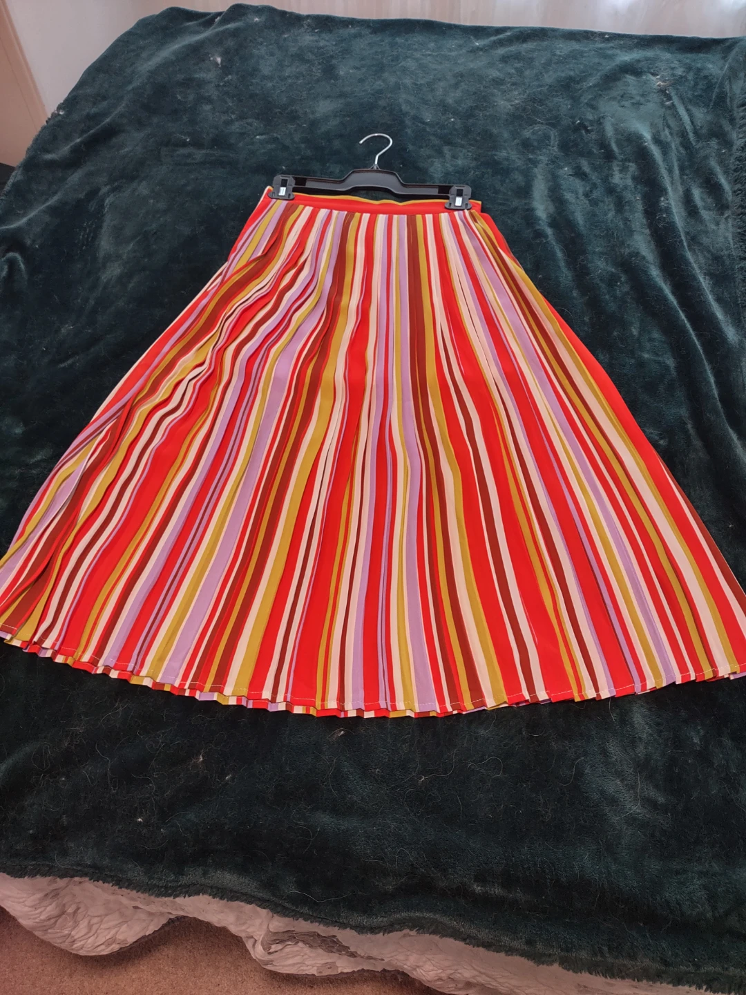 Striped Pleated Midi Skirt - small