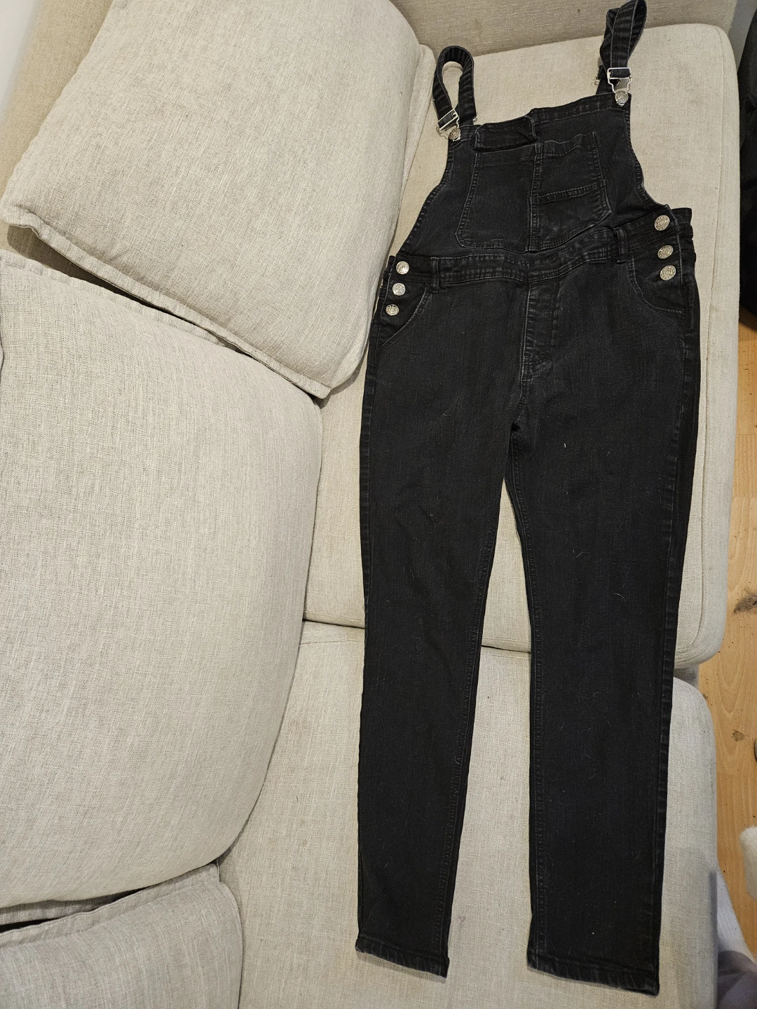 Black Denim Overalls