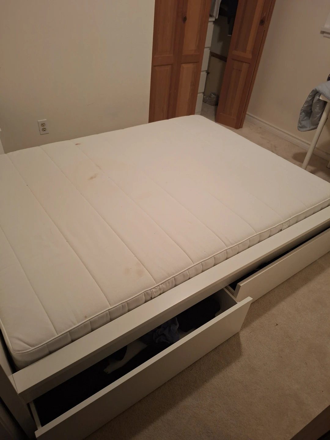 IKEA White Bed Frame with Storage Drawers