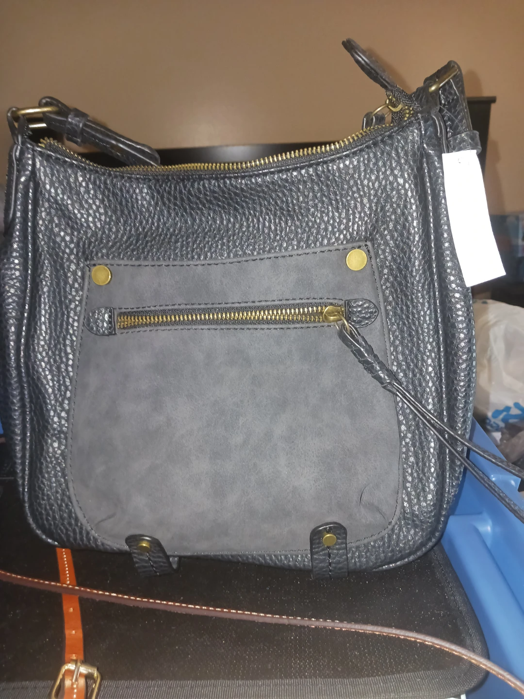 Black Faux Leather Crossbody Bag