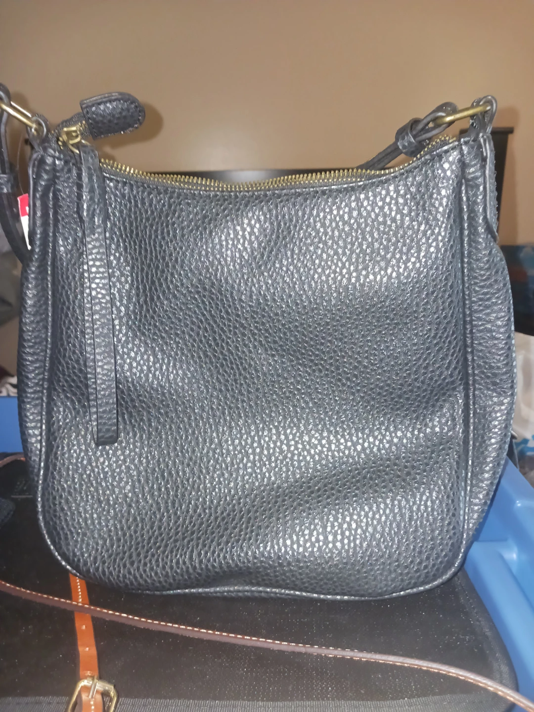 Black Faux Leather Crossbody Bag - photo 3