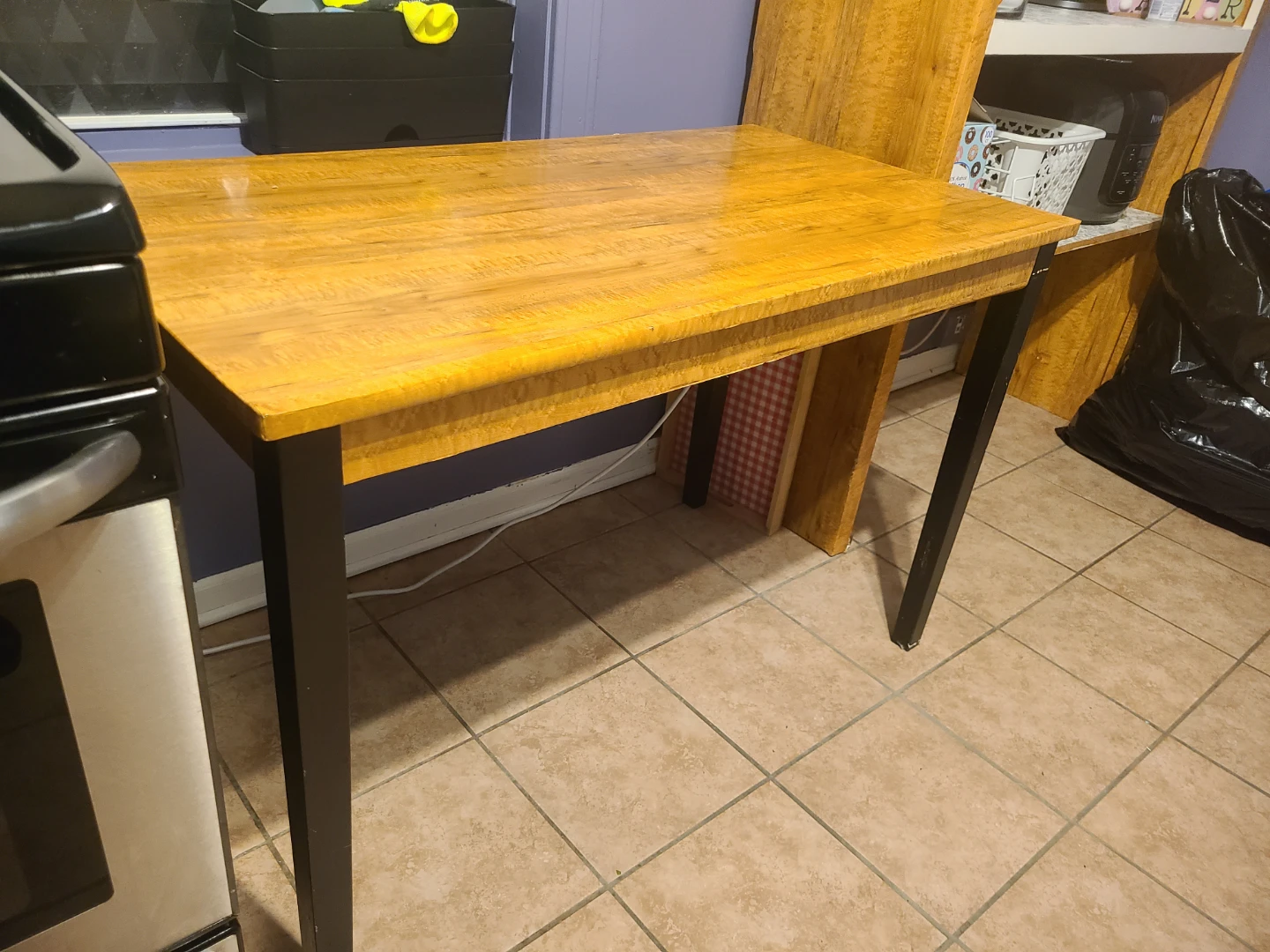 Wooden Top Dining Table with Black Legs - photo 2