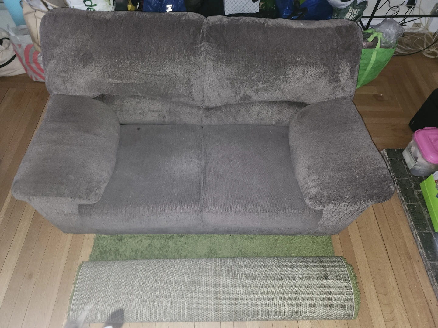 BROWN LOVESEAT AND SOFA - photo 2