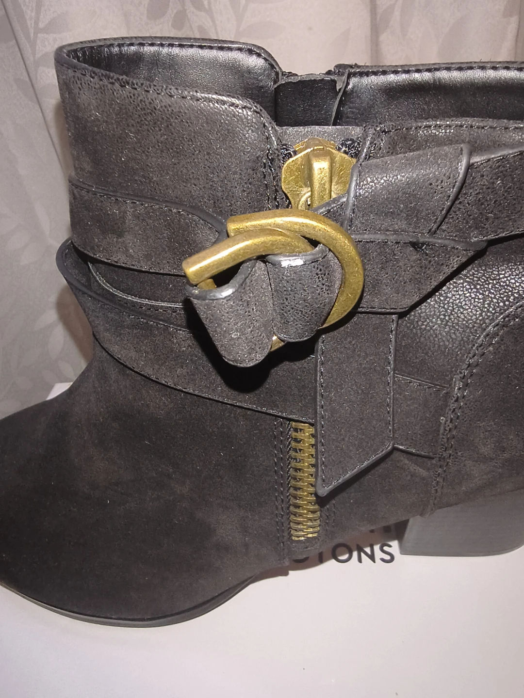 Brown and Black Ankle Suede Boots  Two pairs of Size 12w - photo 5