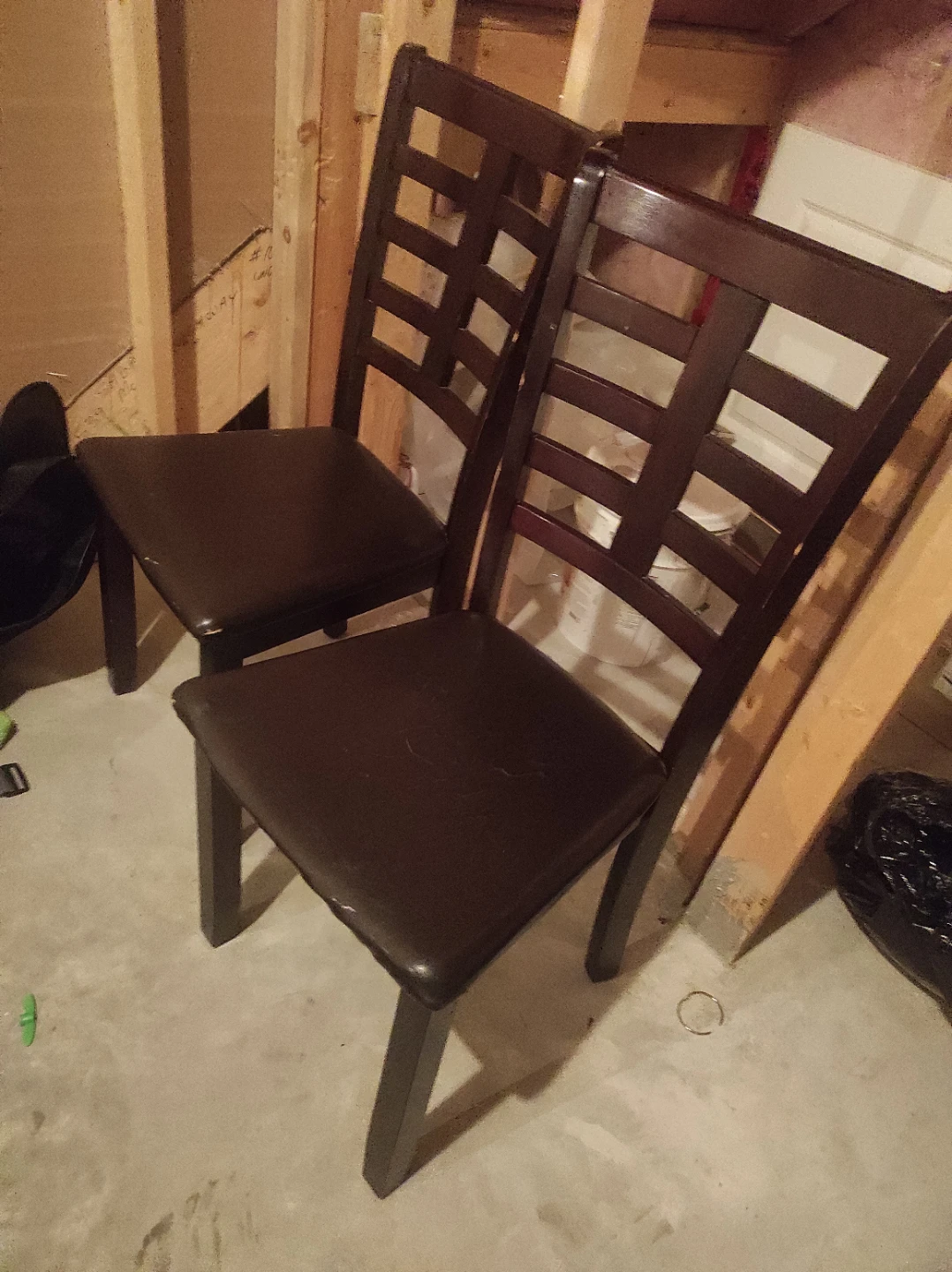 Set of 3 Dark Brown Dining Chairs