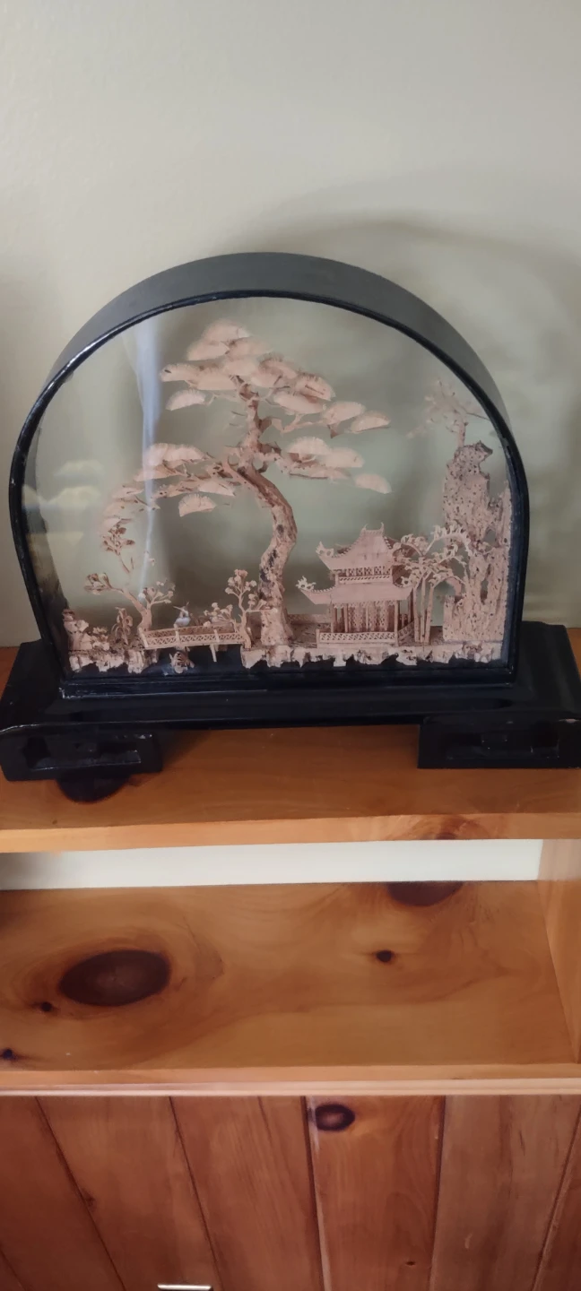 Vintage Carved Cork Diorama Landscape Scene - photo 3