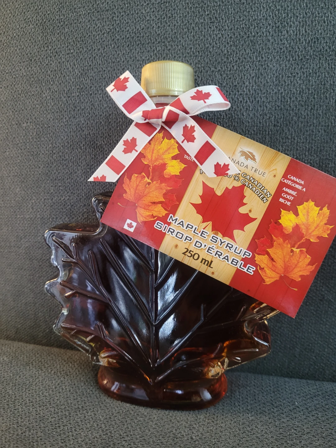 Canada True Maple Syrup 250 mL Leaf Bottle