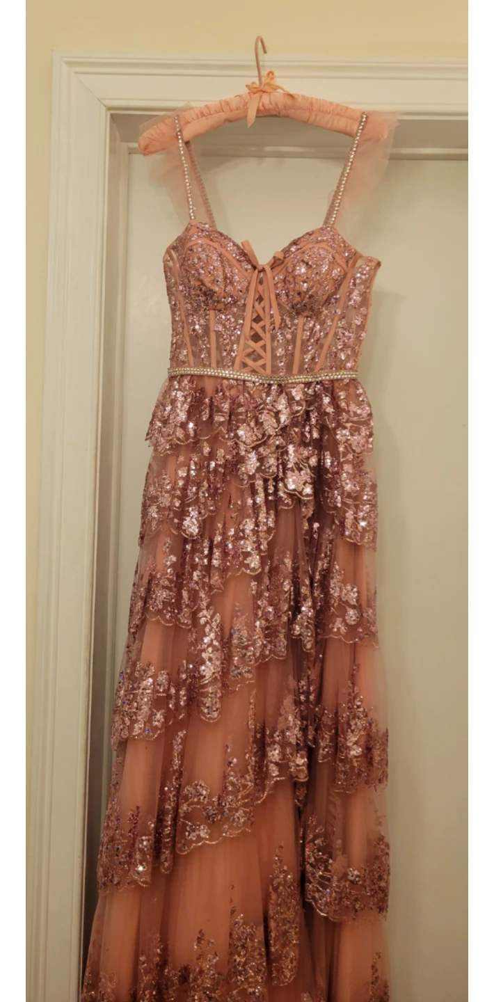 Camilla La Vie Pink Sequin Tiered Gown Size 4 - photo 3