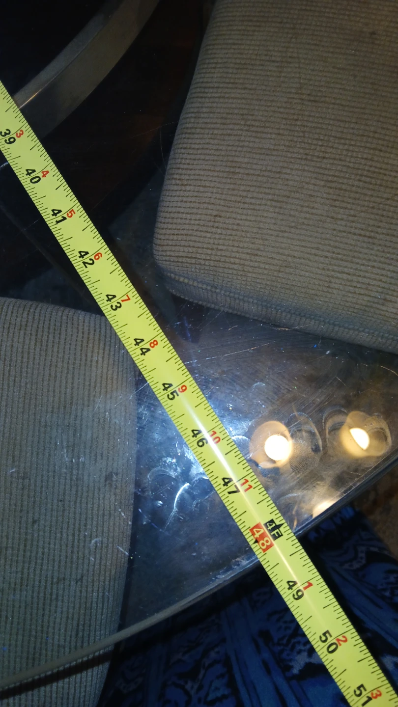 48" Glass Top Dining Table with Wood Base and silver trim - photo 4