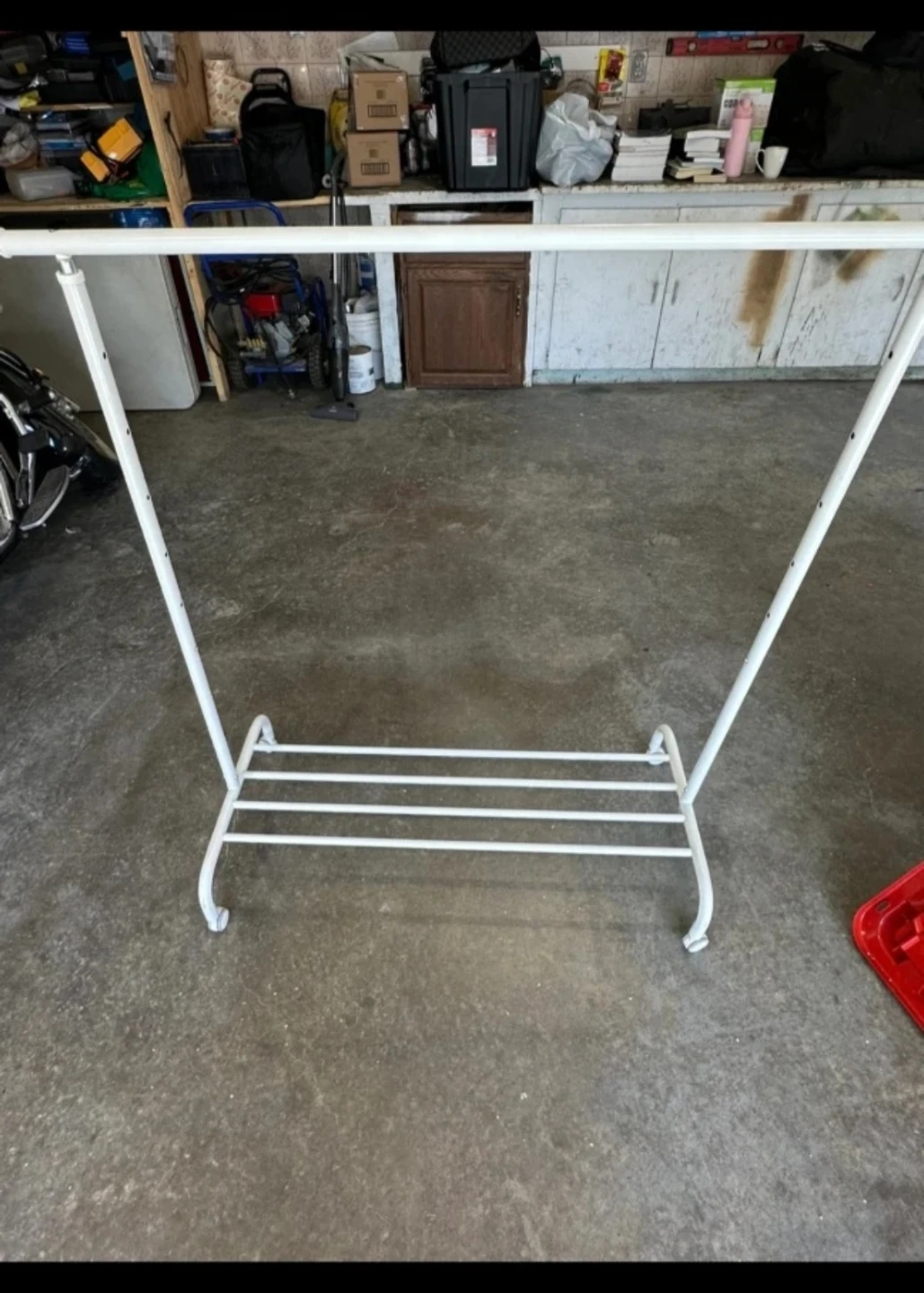 White Metal Garment Rack with Shelves